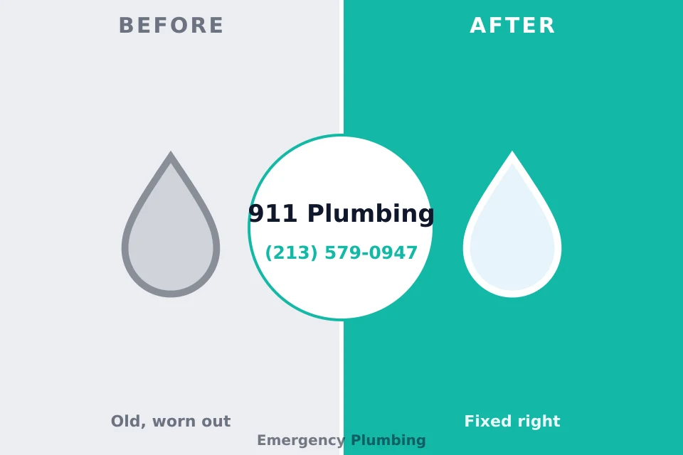 Before and after: plumbing repair Darien Downtown, CT